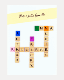 Affiche scrabble avec lettres en bois