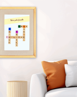 Affiche scrabble avec lettres en bois